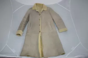 Burberry Beige Long Sheepskin Shearling Button Jacket Trench Coat Womens UK8 US6 - Picture 1 of 12