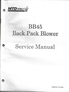 MTD Pro BB 45 Back Pack Blower Srvice Manual - Picture 1 of 2