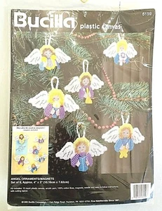 New Bucilla Christmas Holiday Angel Ornaments/ Magnets Plastic Canvas Kit 6159 - Picture 1 of 7