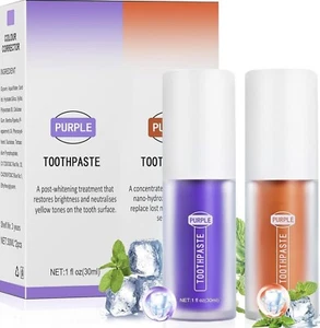 2 Purple Toothpaste Teeth Whitening White brightning tooth. Stain Remover - Picture 1 of 8