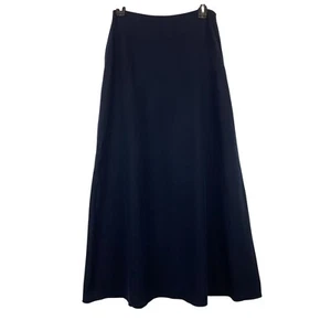 Lauren Ralph Lauren Preppy Western Old Money Classic Chic Navy Silk Long Skirt 8 - Picture 1 of 8