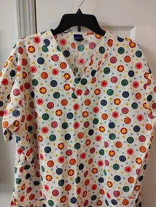 Basic Edition 2 Pocket Heart/Swirls/Stars Scrub Top Size XL - Picture 1 of 1