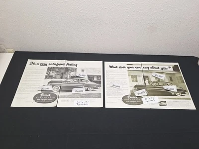 2 Vintage 1950 BUICK ADS Original Print Ad Literature - Image 1 of 3