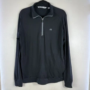 Travis Mathew Shirt Mens Medium 1/4  Zip Golf Performance Pullover Stretch Black - Picture 1 of 15