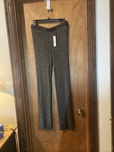 Tahari black Silver Shimmer Lurex Knit Pants New With Tags - Picture 1 of 8