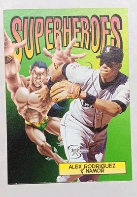 1998 SkyBox Dugout Axcess Alex Rodriguez / Namor SuperHeroes #8SH - Image 1 of 4