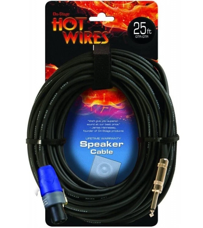 Fios quentes no palco 25' cabo Speakon com conector Neutrik NL2-QTR SP14-25 - Imagem 1 de 1