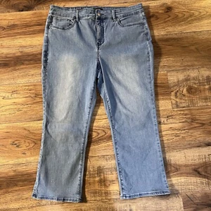 NYDJ Marilyn Straight Jeans Cool Embrace 16 Lift Tuck Technology Blue Crop (1O) - Picture 1 of 11