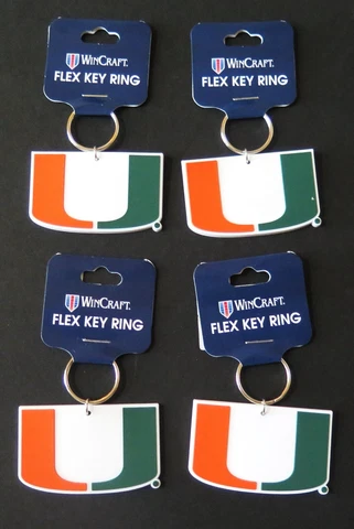 FOUR (4) MIAMI HURRICANES, FLEXIBLE KEY RINGS FROM WINCRAFT Cover