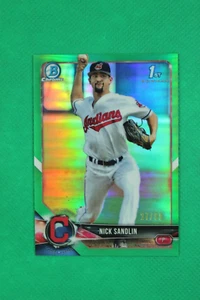 Nick Sandlin 2018 Bowman Draft Chrome 1st Green Refractor #/99 BDC-34 Cleveland - Picture 1 of 2