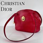 [Good Condition] Vintage Christian Dior Shoulder Bag Leather Red Authentic