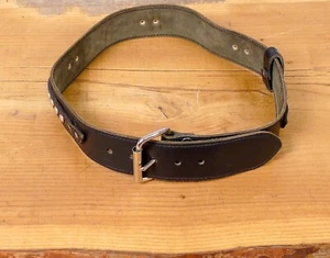 Vintage Cobra Brand Hand Made In England Studded Motorcycle Black Leather Belt - Picture 1 of 8
