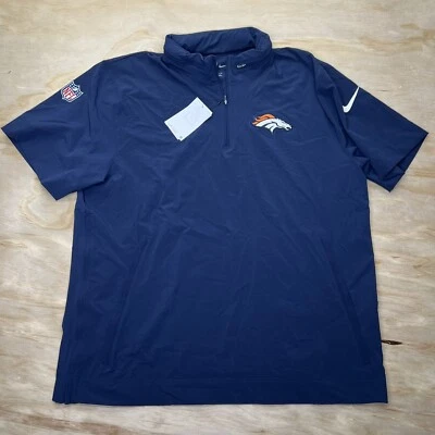 NOVO XL Jaqueta Denver Broncos Nike Coaches Meio Zíper Manga Curta Azul - Imagem 1 de 4