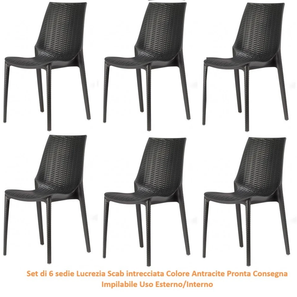 Sedia sedie Lucrezia Intrecciato Scab Antracite terrazzo Bar Hotel giardino