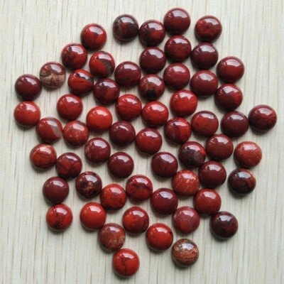50pcs/lot Natural Red Jasper Stone Round CAB CABOCHON Stone Beads No Holes 8mm - Image 1 of 2