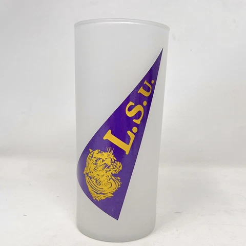 Louisiana State University Tigers LSU Frosted Glass Tumbler Pennant Mascot 6" Cover