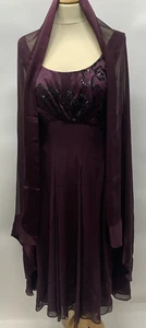 Hobbs Purple Silk Dress & Stole Sequin Top Panelled Skirt UK Size 10 K12 - Picture 1 of 13