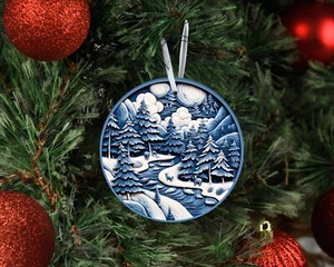 Christmas Landscape Ceramic Christmas Ornament, Christmas Tree Decoration - Picture 1 of 3