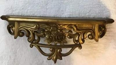 Vintage Syroco Hollywood Regency Gold Gilt Wall Shelf Corbel 19.25"W 6.5"H - Image 1 of 4