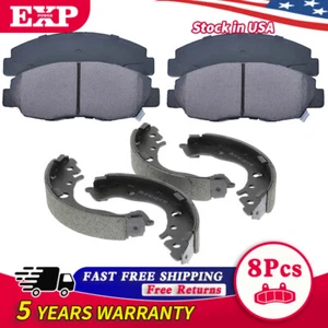 Front Rear Ceramic Brake Pads And Drum Shoes Kit For Honda Civic Insight - Picture 1 of 8