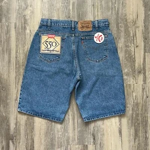 Pantalones Cortos Denim Vintage Años 90 Levi's 550 Naranja Tab Talla 34x11 - Imagen 1 de 5