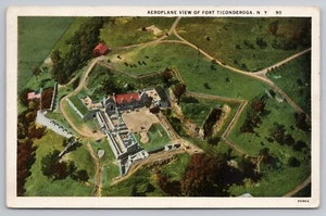 1930s Aerial View Fort Ticonderoga NY Revolutionary War Stronghold Postcard - Imagen 1 de 3