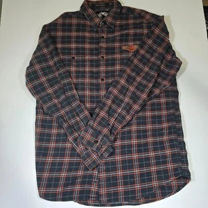 Harley Davidson Shirt Men Large Black Plaid American Legend Motorcycle Button Up - Picture 1 of 8