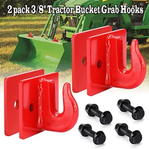 2x 3/8" Bolt On Grab Chain Hooks For Skid Steer Loader Tractor Bucket Heavy Duty - Picture 1 of 10