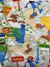 VINTAGE Burlington Sesame Street Twin Bed Sheets  Muppets Big Bird Grover