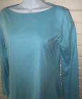 Eddie Bauer Sz SMALL 100% Pima Cotton L/S Tee Top Layered Lined Turquoise EUC