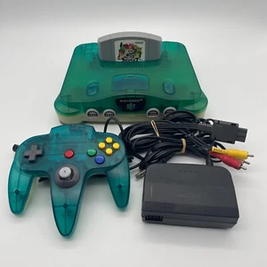 Nintendo 64 Clear Blue Console + Controller + Cables with Smash Bros. Set Used - Picture 1 of 13