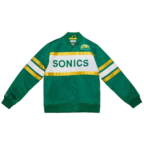 Men's Mitchell & Ness Green NBA Seattle Supersonics Heavyweight Satin Jacket Cover