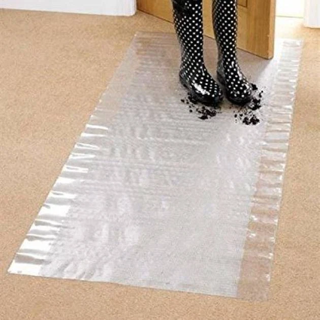 Vinyl Plastic Carpet Protector Mat Clear Runner Office Home Hallway Film Roll - Image 1 of 4