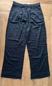 Abercrombie & Fitch Linen Wide Leg Pants Women Large Black Loose Relaxed Trouser - Picture 1 of 11