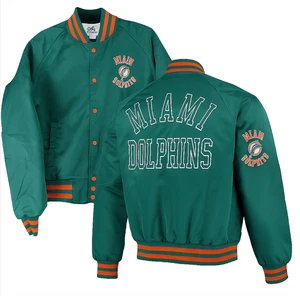 Vintage 80er Miami Dolphins Chalk Line Satin College Jacke Herren Medium Hergestellt in den USA - Bild 1 von 24