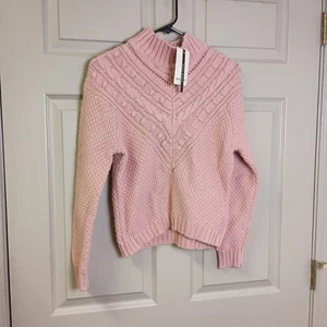 Industry Damen Pullover Neu mit Etikett Größe Small Rosa Grobstrick Wollmischung Stehkragen - Bild 1 von 5