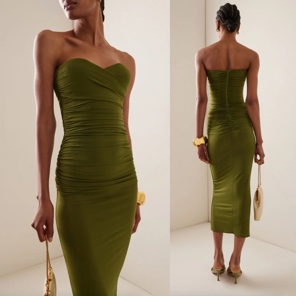 Alex Perry | Vestido acanalado sin tirantes en helecho EE. UU. 0  Foto 1 de 4