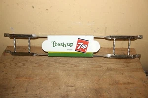 Rare 7Up 7 Up Soda Pop Store 30" Door Push Pull Bar Porcelain Metal Sign - Picture 1 of 10