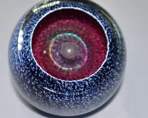 Philabaum Vtg 1987 Blue Pink Art Glass Swirl Paperweight Signed FLAWS - Picture 1 of 7