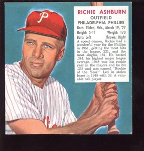1952 Redman Tobacco Baseball Card No Tab HOFER Richie Ashburn - Picture 1 of 1