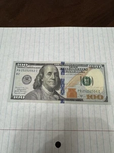 Rare One Hundred Dollar Bill Series 2017 A PB 25252552 I Rare Serial Number - Picture 1 of 2