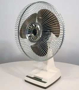 SEARS VINTAGE ELECTRIC FAN 12-INCH OSCILLATING 1980s TRANSLUCENT SMOKE BLADE - Picture 1 of 9