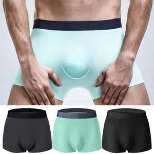 Men Ice Silk Briefs Underwear Seamless Comfy Boxer Shorts Bulge Pouch Underpants - Picture 1 of 30