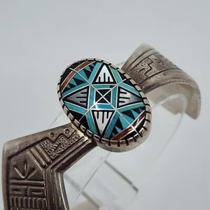RMT Roderick Tenorio Native American Sterling Silver Turquoise Bracelet 6.25" - Picture 1 of 12