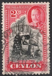 SG368 Sn: #264 1935 2c CEYLON Goma roscada Rey Jorge V y vistas, usado - Imagen 1 de 2