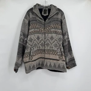 Alpaca Womens Gray Peruvian Print Full Zip Heavyweight Sweater Jacket - Picture 1 of 7