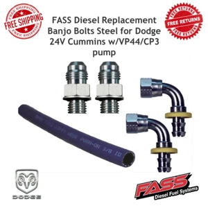 Boulons banjo de remplacement diesel FASS acier pour Dodge 24V Cummins avec pompe VP44/CP3 - Photo 1/6