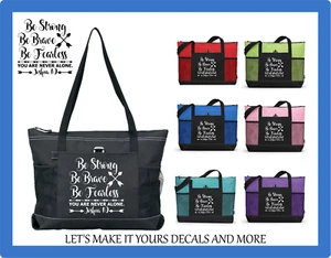 BE STRONG BRAVE FEARLESS RELIGIOUS VERSE INSPIRATIONAL TOTE BAG PURSE ARROWS - Picture 1 of 9