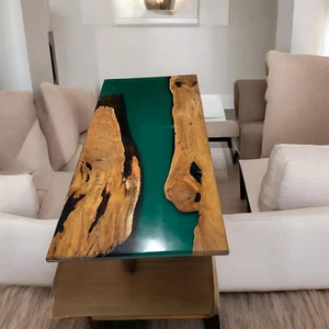 48"x24" Epoxy Resin Wooden Handmade Dining Table Top Live Edge Console Furniture - Picture 1 of 10