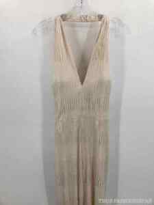Pre-Owned Bebe White Size Large Halter Jumpsuit